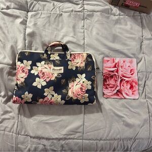 CANVASLIFE Navy Floral For 13”-14” Laptops Bag Purse Adjustable Removable Strap